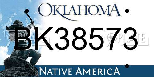 BK38573 Oklahoma License Plate