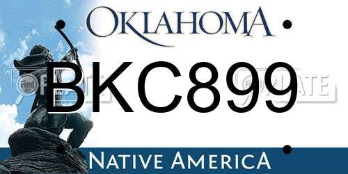 BKC899 Oklahoma License Plate