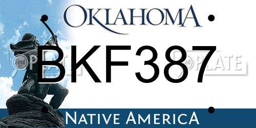 BKF387 Oklahoma License Plate