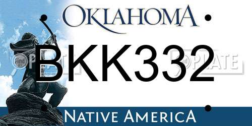 BKK332 Oklahoma License Plate