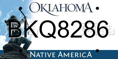 BKQ8286 Oklahoma License Plate