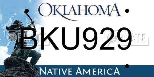 BKU929 Oklahoma License Plate