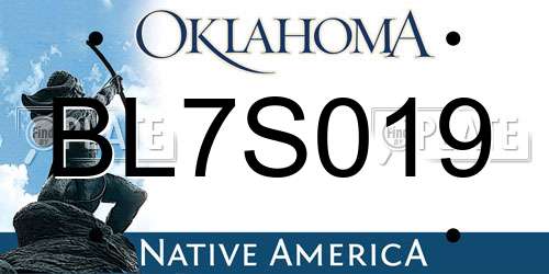 BL7S019 Oklahoma License Plate