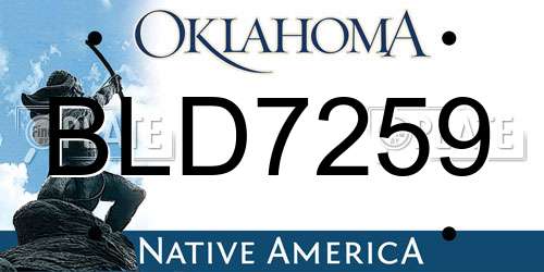 BLD7259 Oklahoma License Plate