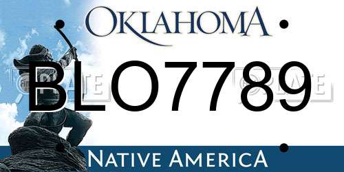 BLO7789 Oklahoma License Plate
