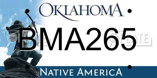 BMA265 Oklahoma License Plate