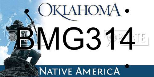 BMG314 Oklahoma License Plate