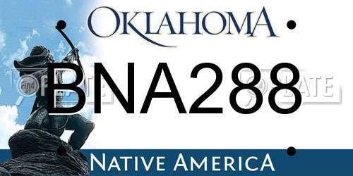 BNA288 Oklahoma License Plate