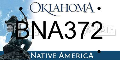 BNA372 Oklahoma License Plate