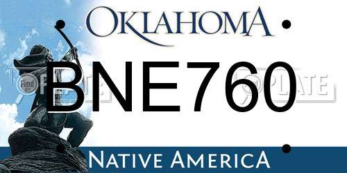 BNE760 Oklahoma License Plate