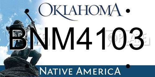 BNM4103 Oklahoma License Plate