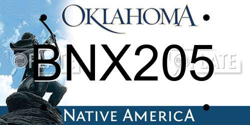 BNX205 Oklahoma License Plate