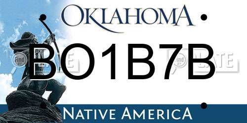 BO1B7B Oklahoma License Plate