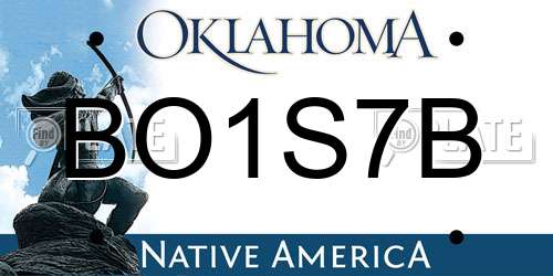 BO1S7B Oklahoma License Plate