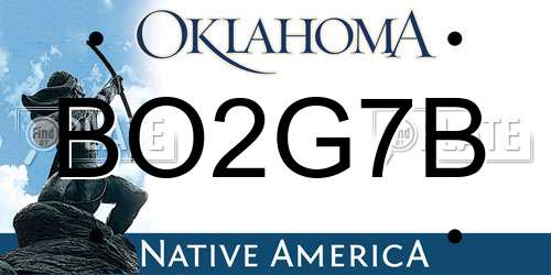 BO2G7B Oklahoma License Plate