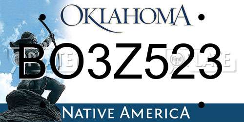 BO3Z523 Oklahoma License Plate