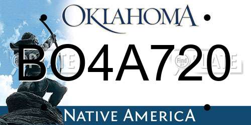 BO4A720 Oklahoma License Plate