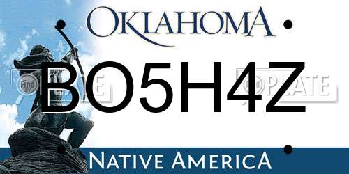 BO5H4Z Oklahoma License Plate