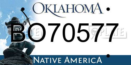 BO70577 Oklahoma License Plate