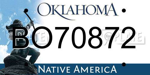 BO70872 Oklahoma License Plate