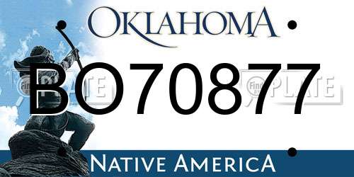 BO70877 Oklahoma License Plate