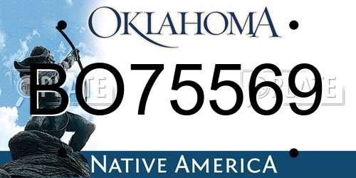 BO75569 Oklahoma License Plate