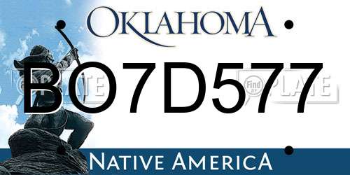 BO7D577 Oklahoma License Plate