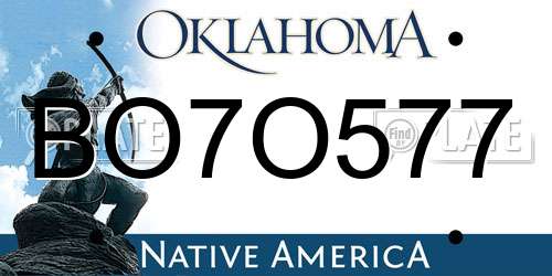 BO7O577 Oklahoma License Plate