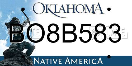 BO8B583 Oklahoma License Plate