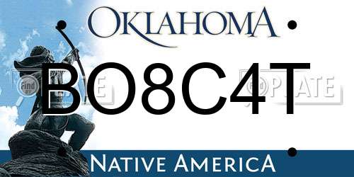 BO8C4T Oklahoma License Plate