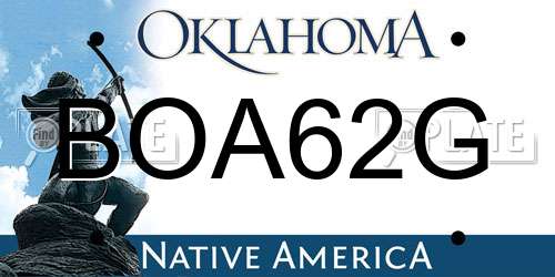 BOA62G Oklahoma License Plate