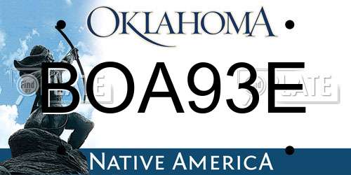 BOA93E Oklahoma License Plate