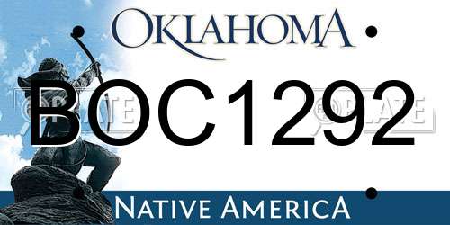BOC1292 Oklahoma License Plate