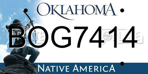BOG7414 Oklahoma License Plate
