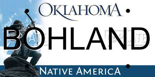 BOHLAND Oklahoma License Plate