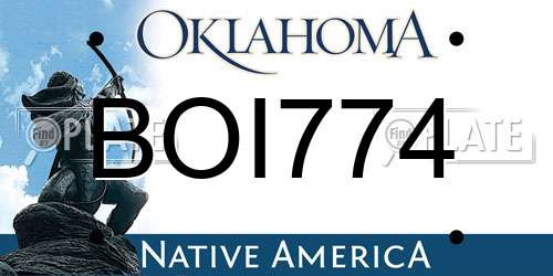 BOI774 Oklahoma License Plate