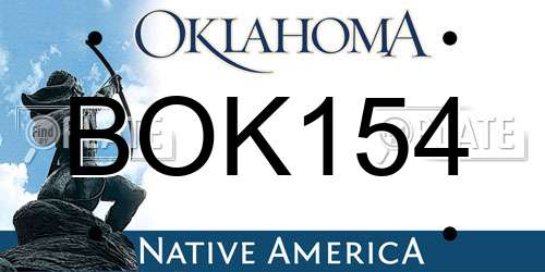 BOK154 Oklahoma License Plate