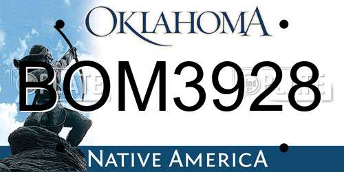 BOM3928 Oklahoma License Plate
