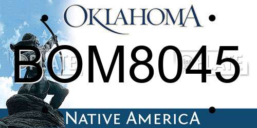 BOM8045 Oklahoma License Plate