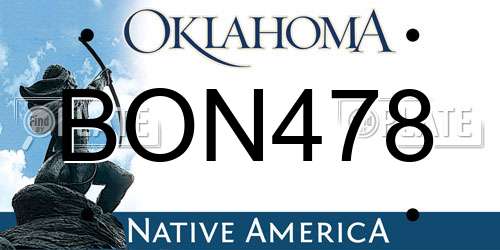 BON478 Oklahoma License Plate