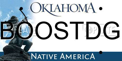 BOOSTDG Oklahoma License Plate