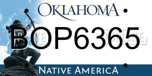 BOP6365 Oklahoma License Plate