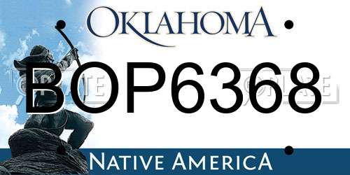 BOP6368 Oklahoma License Plate