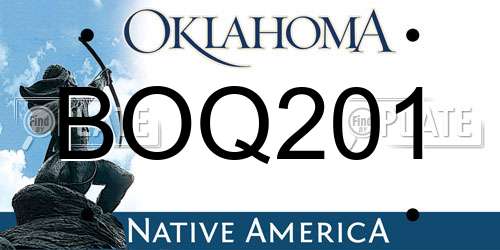 BOQ201 Oklahoma License Plate