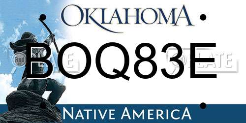 BOQ83E Oklahoma License Plate
