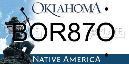 BOR87O Oklahoma License Plate