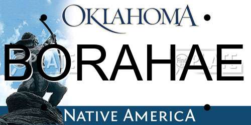 BORAHAE Oklahoma License Plate
