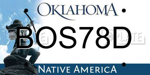 BOS78D Oklahoma License Plate
