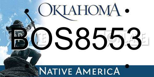 BOS8553 Oklahoma License Plate