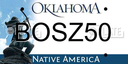 BOSZ50 Oklahoma License Plate
